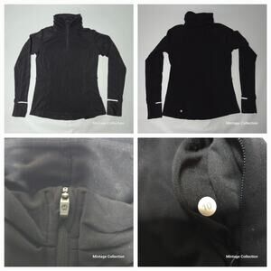 Lululemon Women’s Size 10 Black 1/4 Zip Pullover Reflective Jacket Thumb Hole